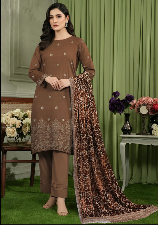 Embroidered Dhanak Palachi Suit 3pc