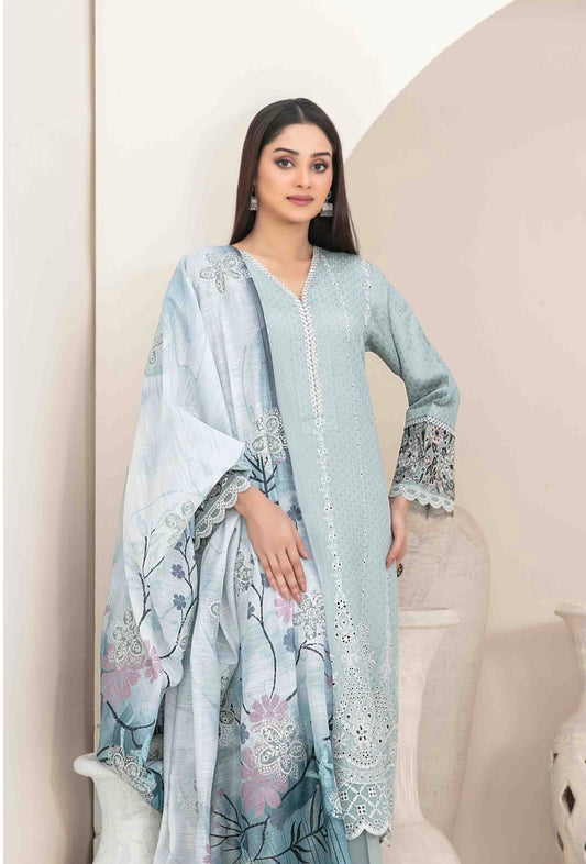 Luxury Embroidered Viscose Suit 3pc