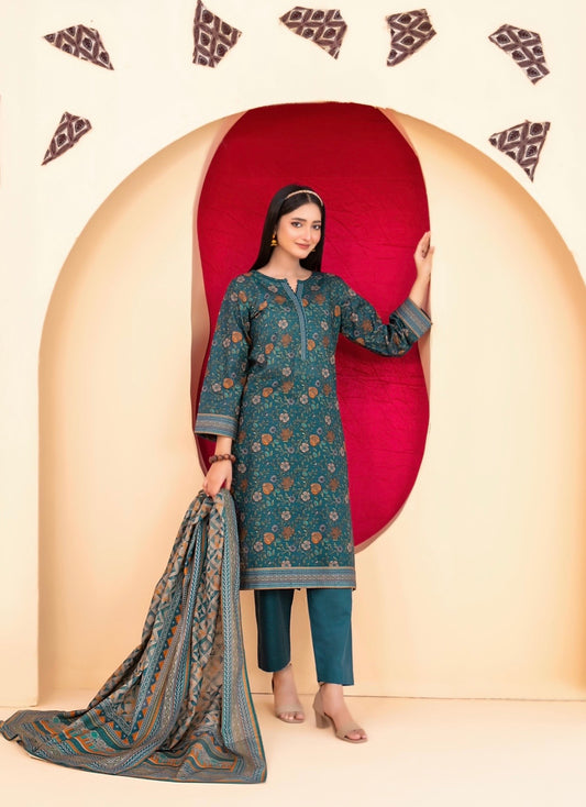 Printed Slub Suit 3pc