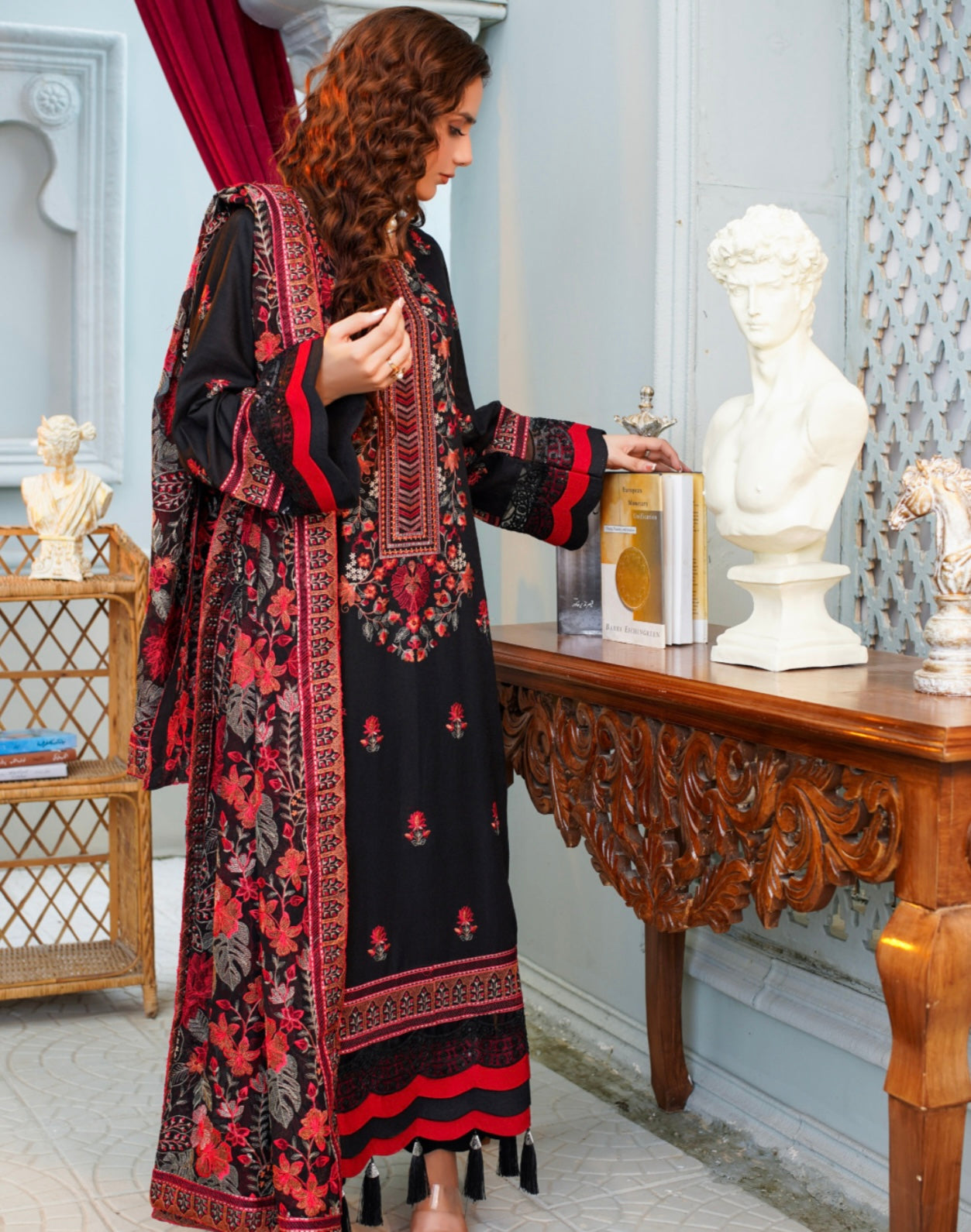 Bareeze Embroidered Slub Karandi Suit