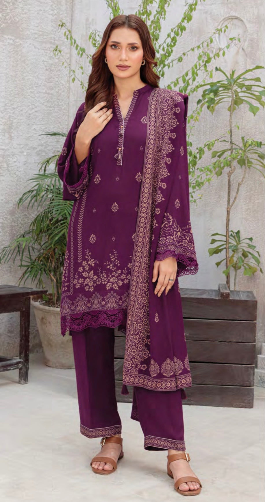 Printed Pashmina Suit 3pc