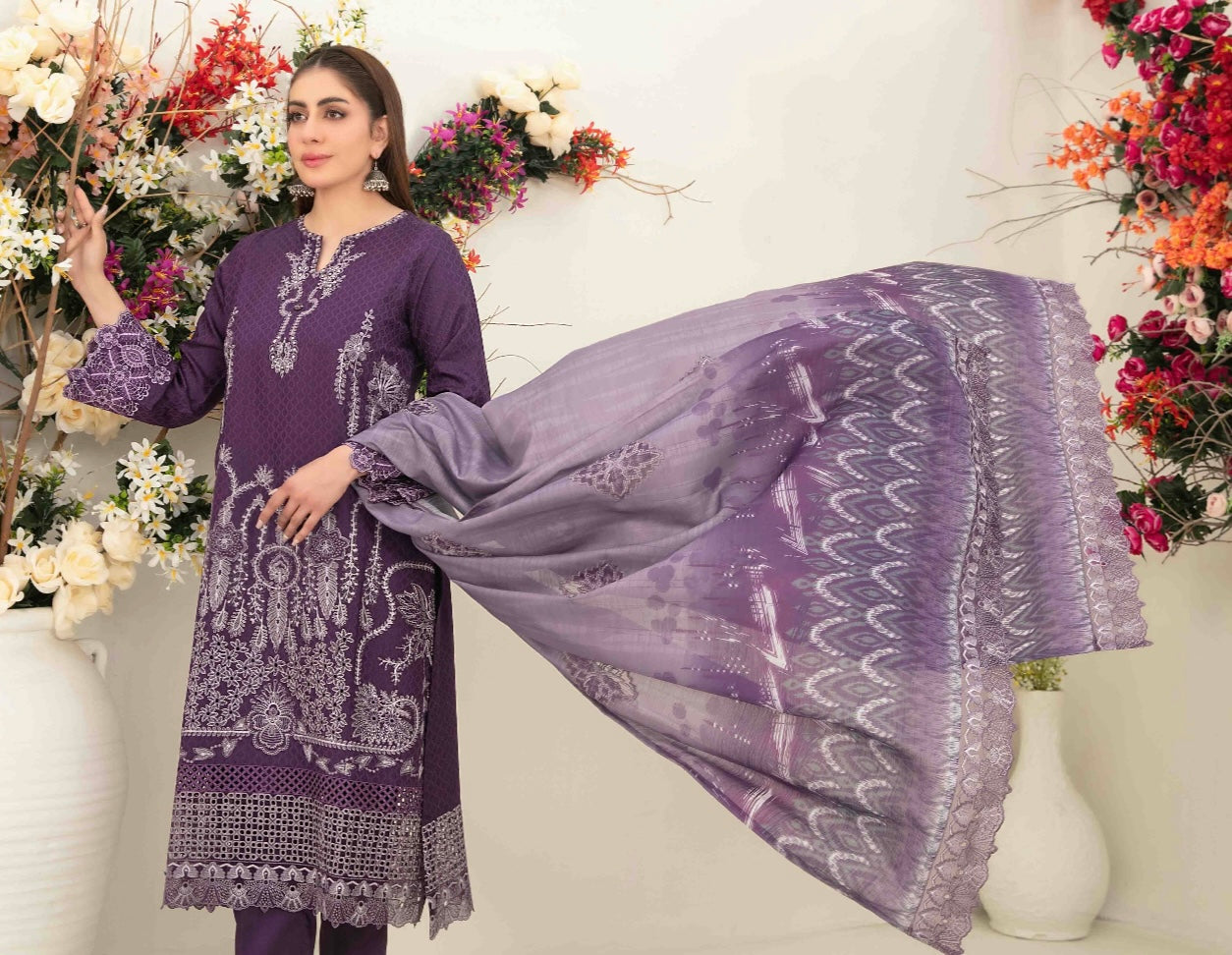Luxury Embroidered Staple Suit 3pc