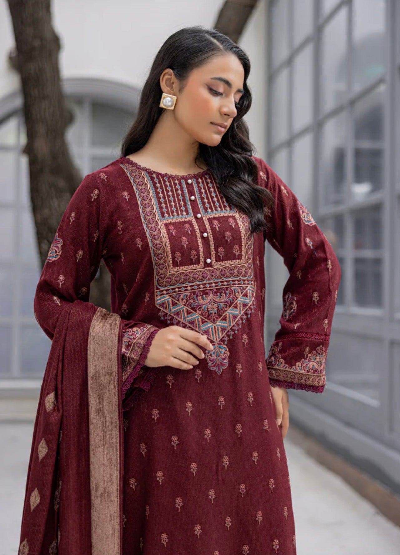 Luxury Peach Leather Suit 3pc