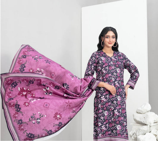 Printed Linen Suit 3pc