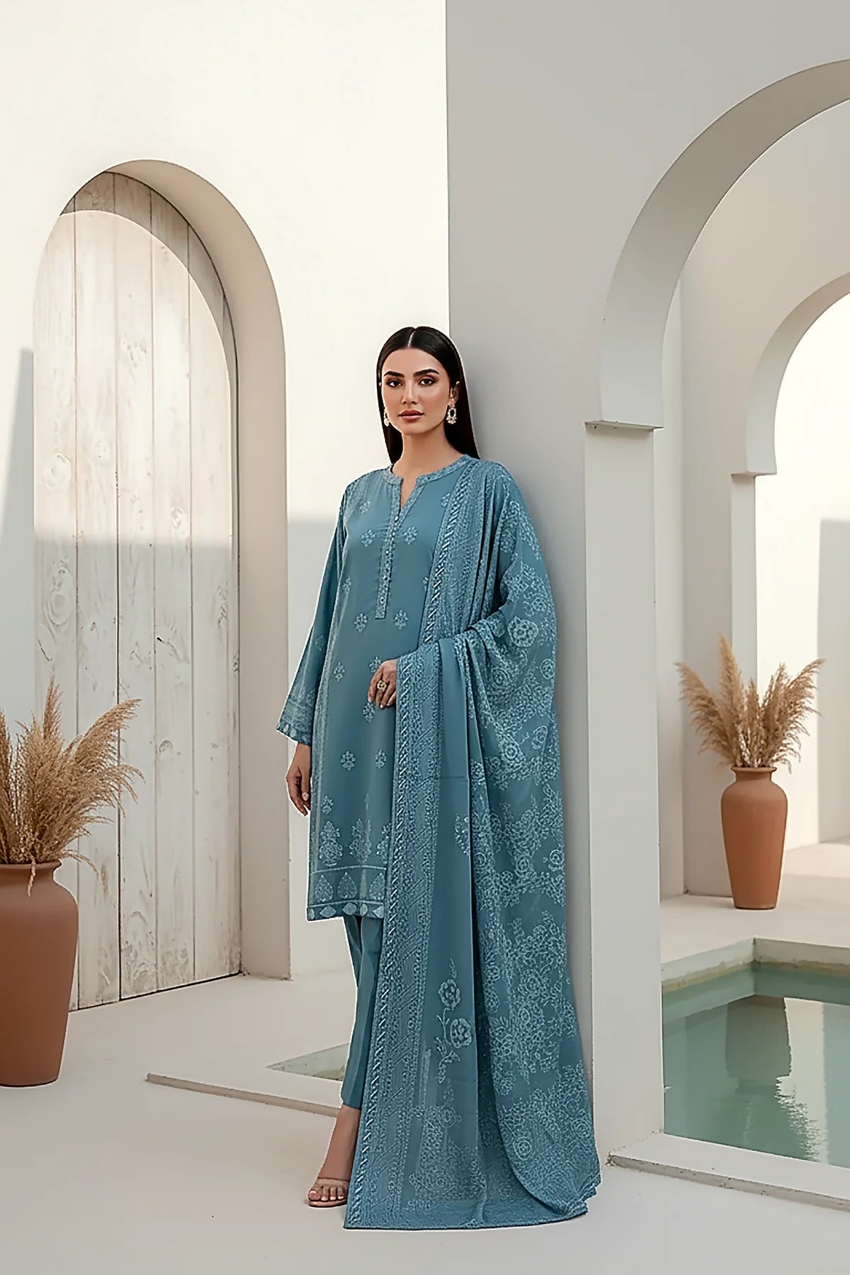 Printed Pashmina Suit 3pc