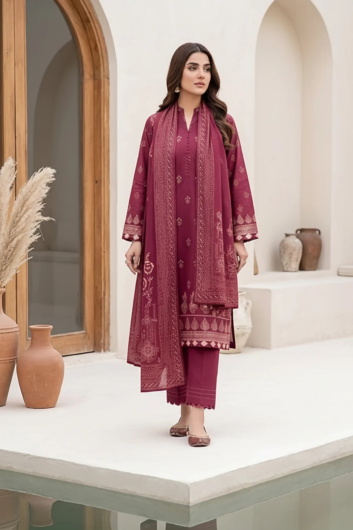 Printed Pashmina Suit 3pc