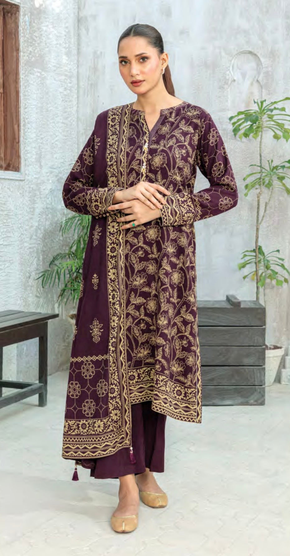 Printed Pashmina Suit 3pc