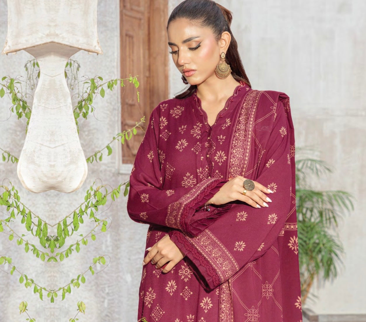 Printed Pashmina Suit 3pc