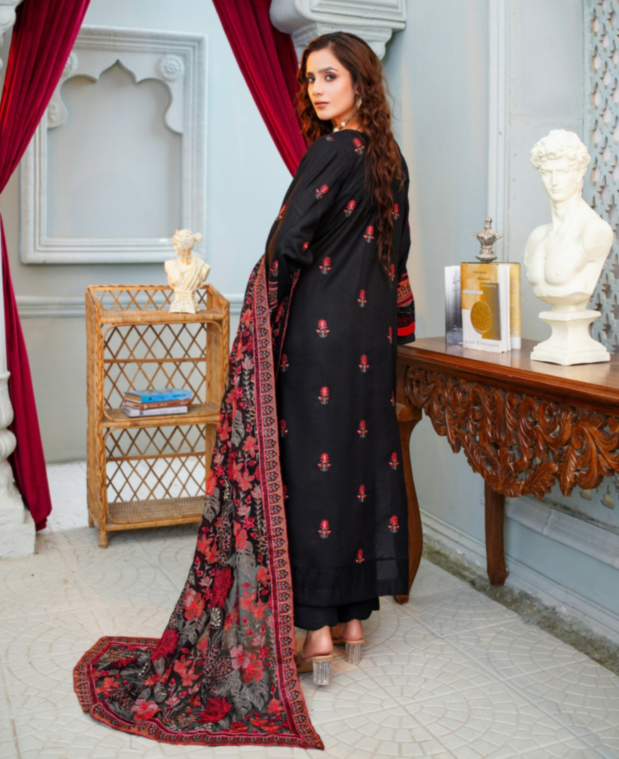 Bareeze Embroidered Slub Karandi Suit