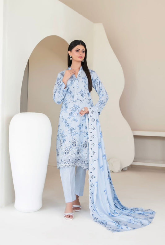Embroidered Linen Suit 3pc
