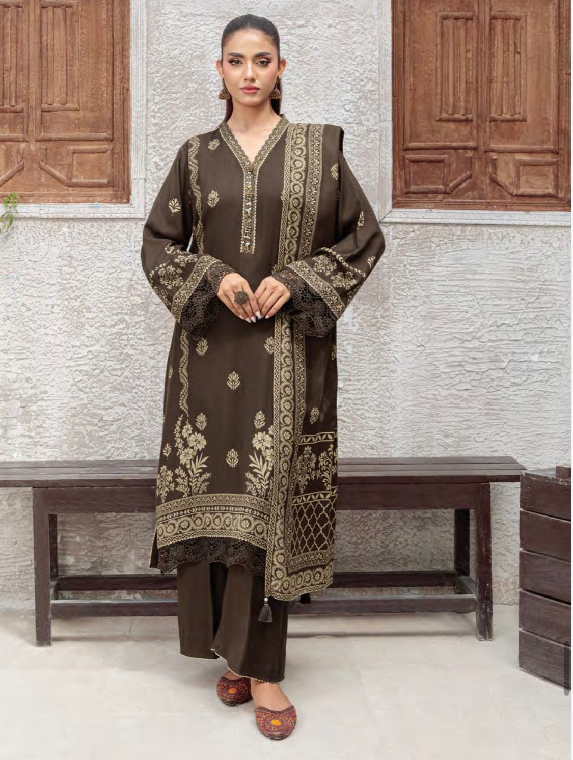 Printed Pashmina Suit 3pc