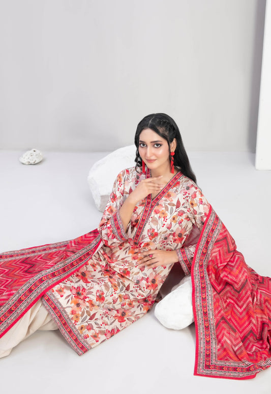 Printed Linen Suit 3pc