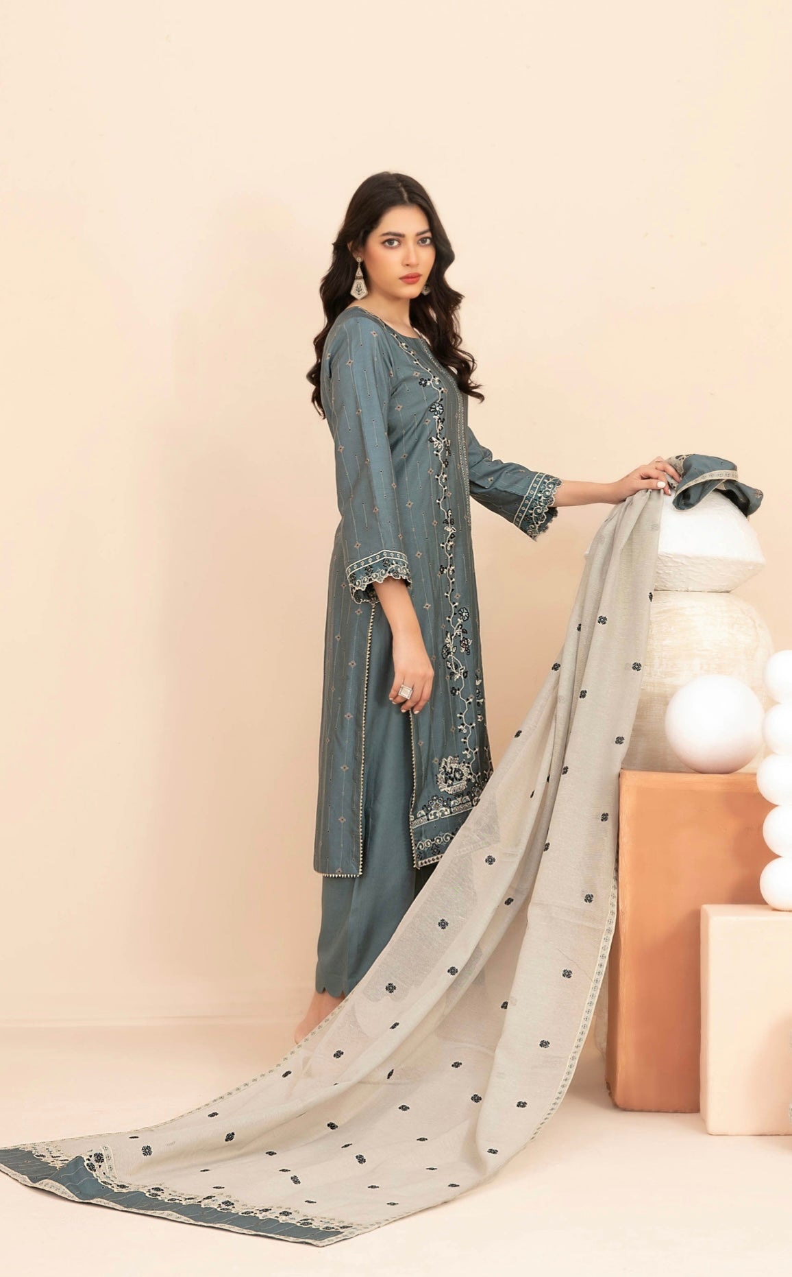 Festive Embroidered Staple Suit 3pc