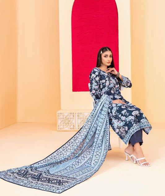 Printed Slub Suit 3pc