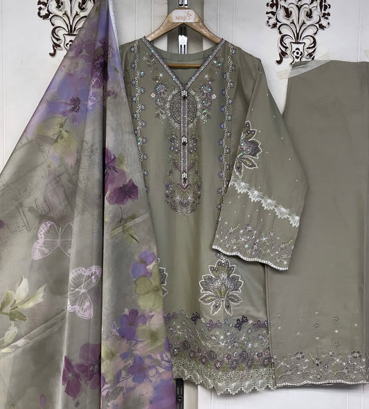 Luxury Farshi Shalwar Style 3pc Suit
