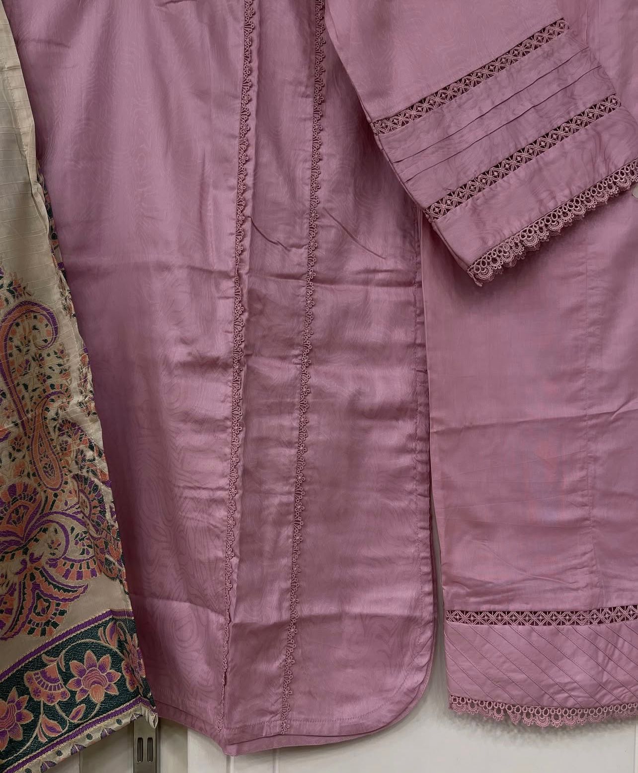 Solid Co-ords Kashmiri Jacquard Dupatta 3pc Suit