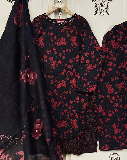 Luxury Printed Shalwar Style 3pc Suit