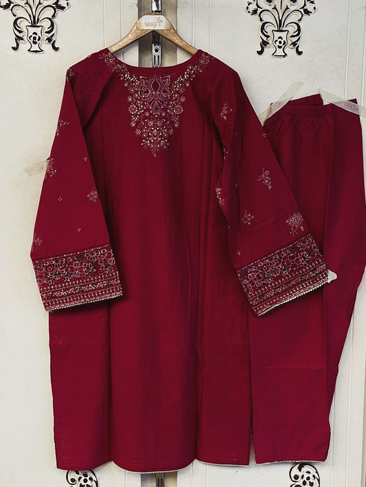 Embroidered Front+Back 2pc Suit