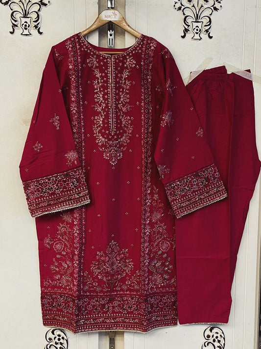 Embroidered Front+Back 2pc Suit