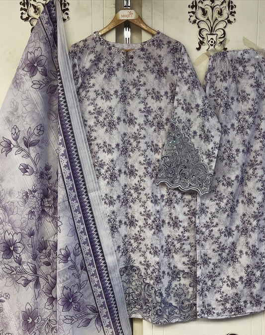 Luxury Printed Plazo Style 3pc Suit