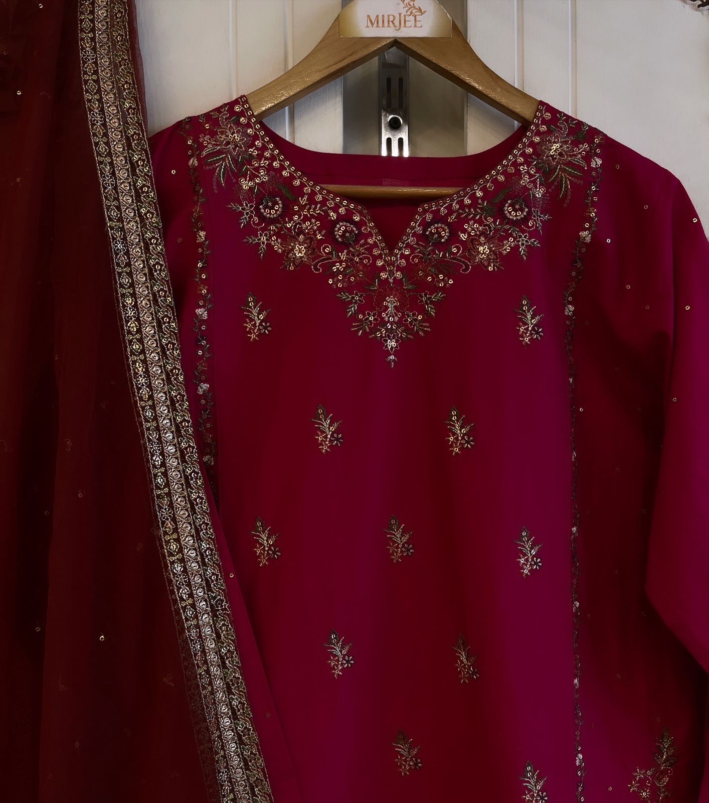 Luxury Embroidered Plazo Style 3pc Suit