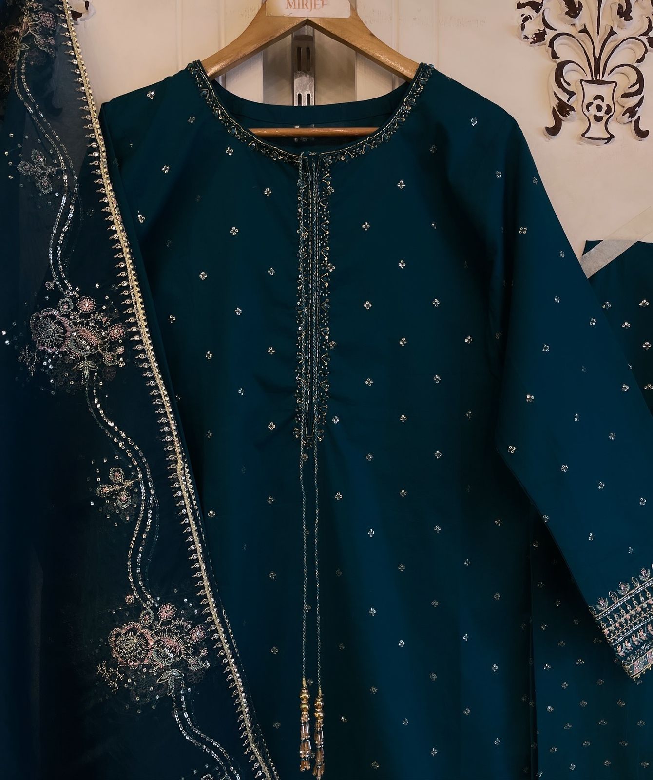 Luxury Embroidered Shalwar Style 3pc Suit