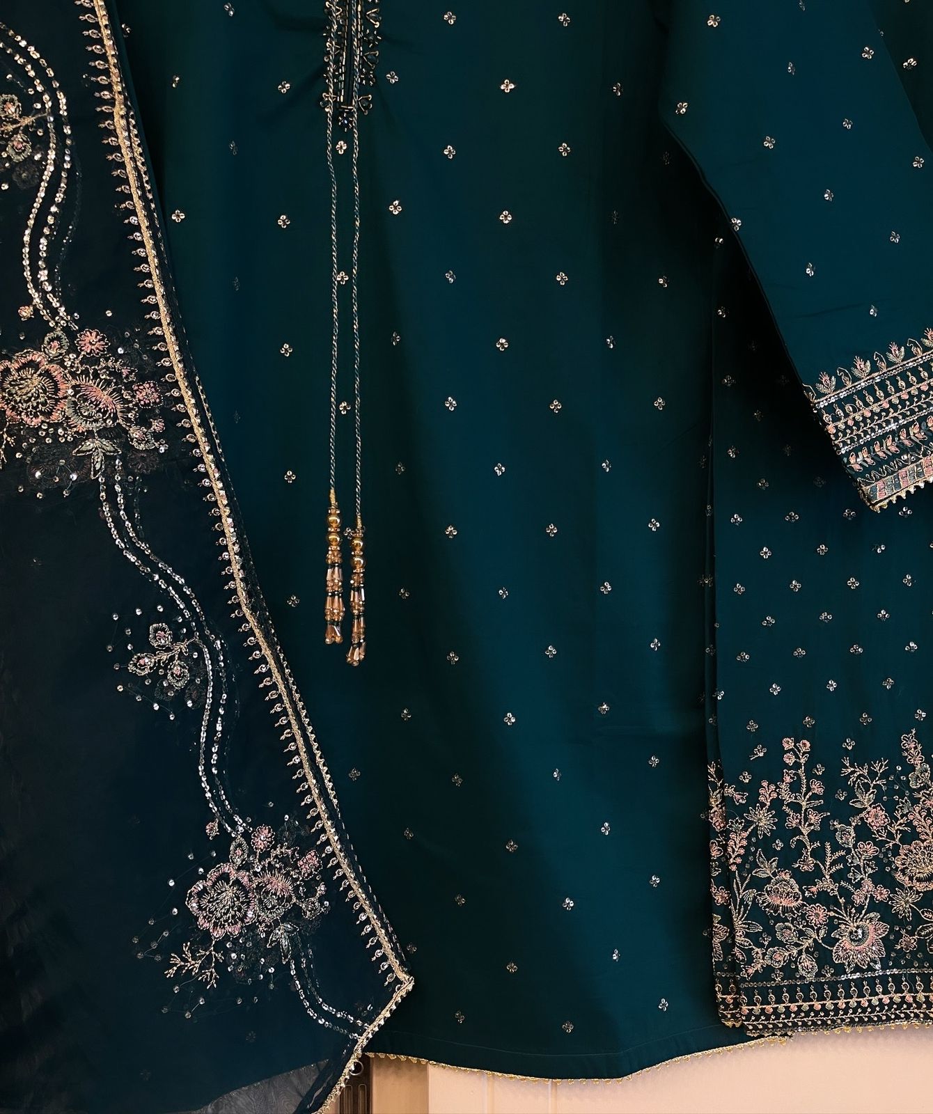 Luxury Embroidered Shalwar Style 3pc Suit