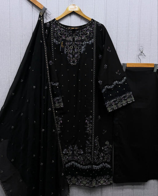 Luxury Embroidered Plazo Style 3Pc Suit