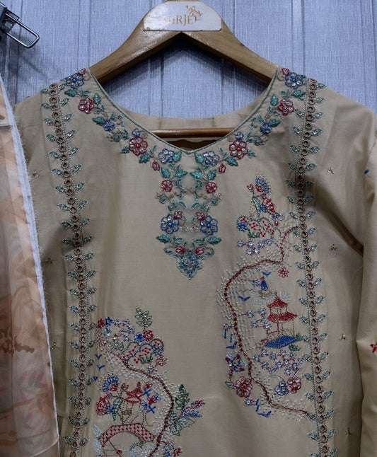 Luxury Embroidered Plazo Style 3Pc Suit