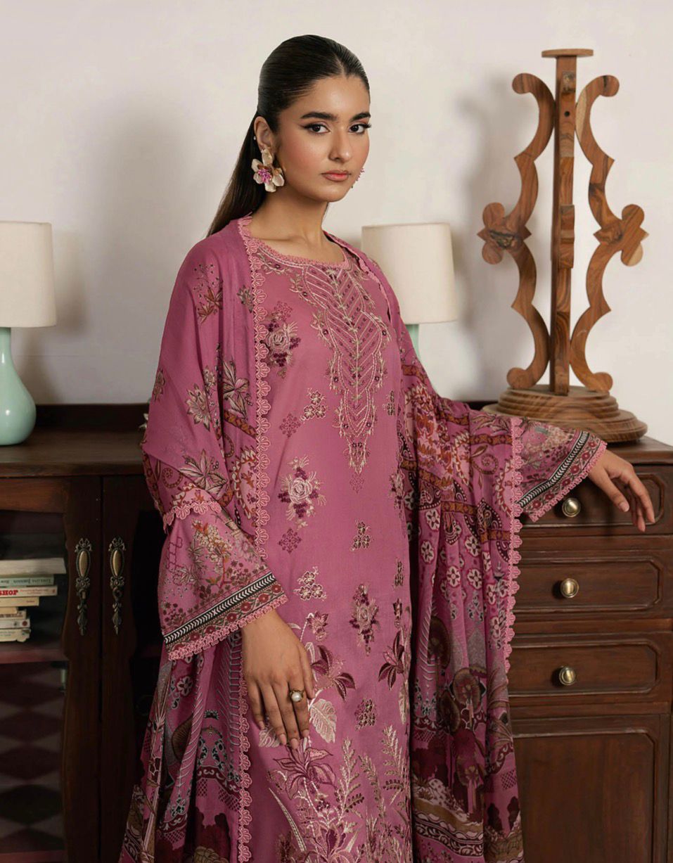 Luxury Embroidered Lawn 3Pc Suit