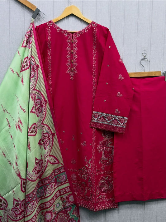 Luxury Embroidered Plazo Style 3Pc Suit