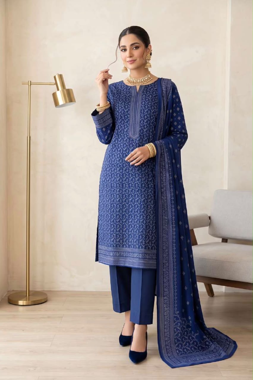 Printed Wool 3pc Suit