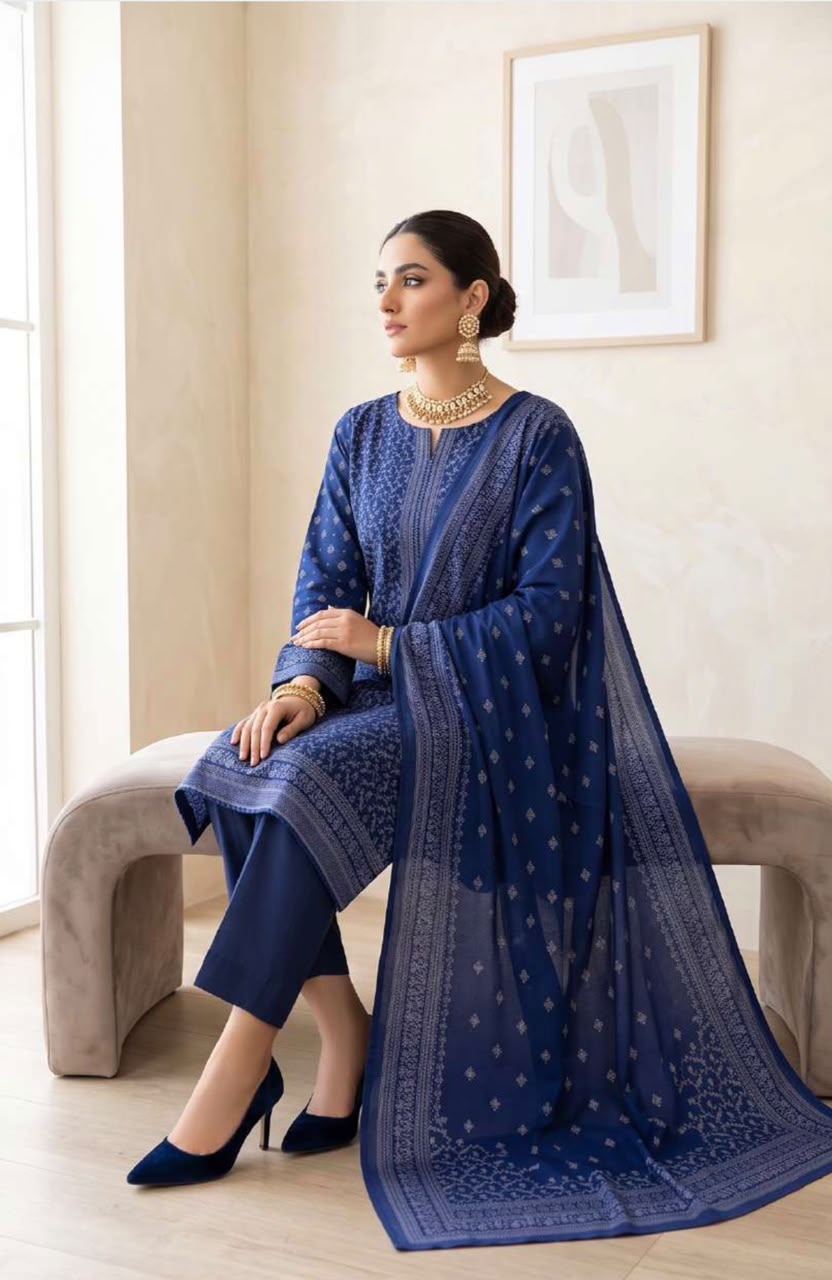 Printed Wool 3pc Suit