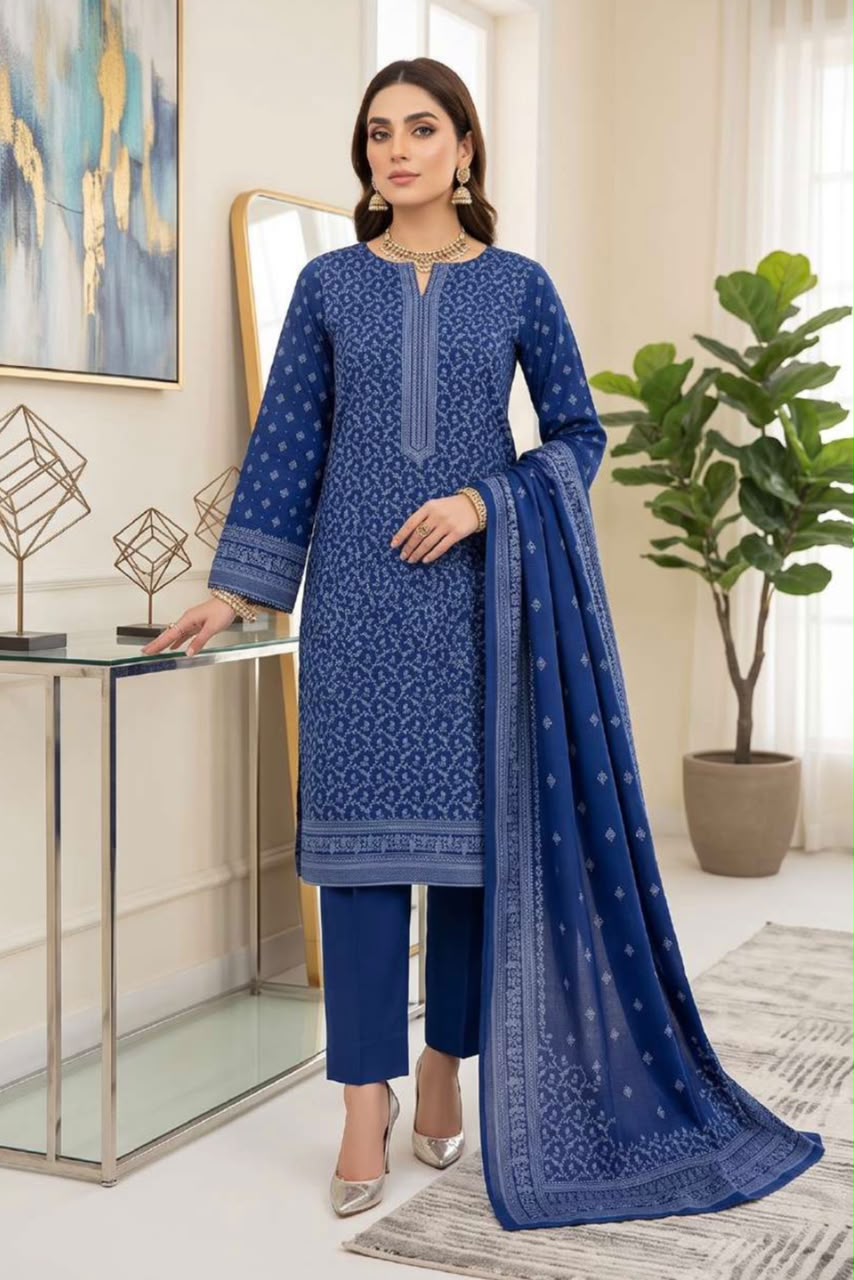 Printed Wool 3pc Suit