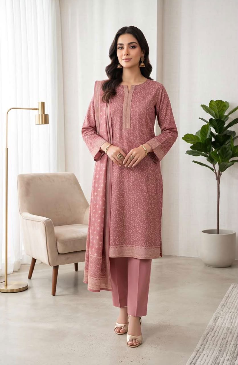 Printed Wool 3pc Suit