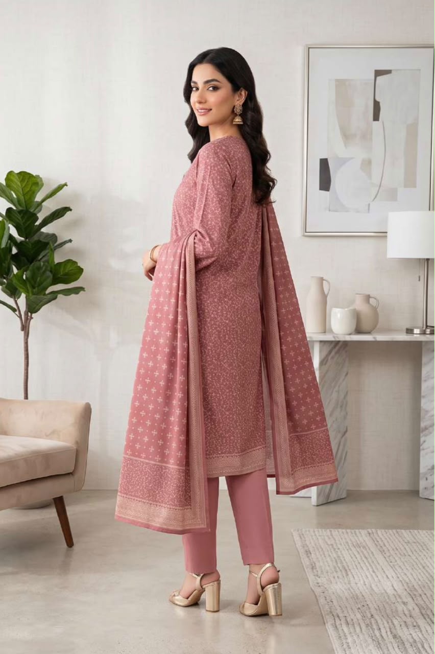Printed Wool 3pc Suit