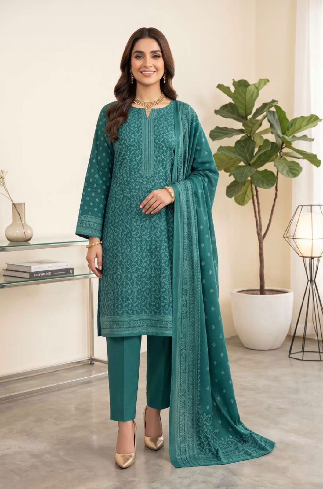 Printed Wool 3pc Suit