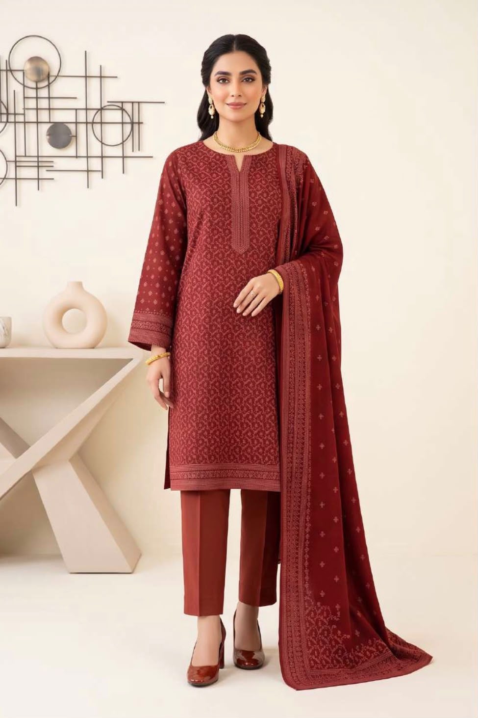 Printed Wool 3pc Suit