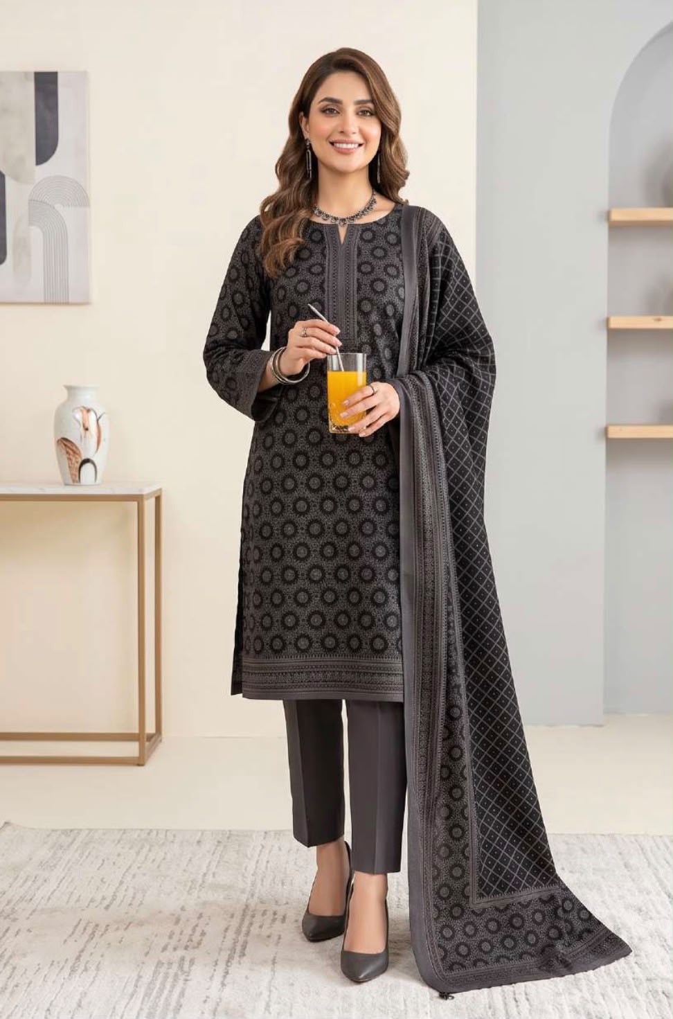 Printed Wool 3pc Suit