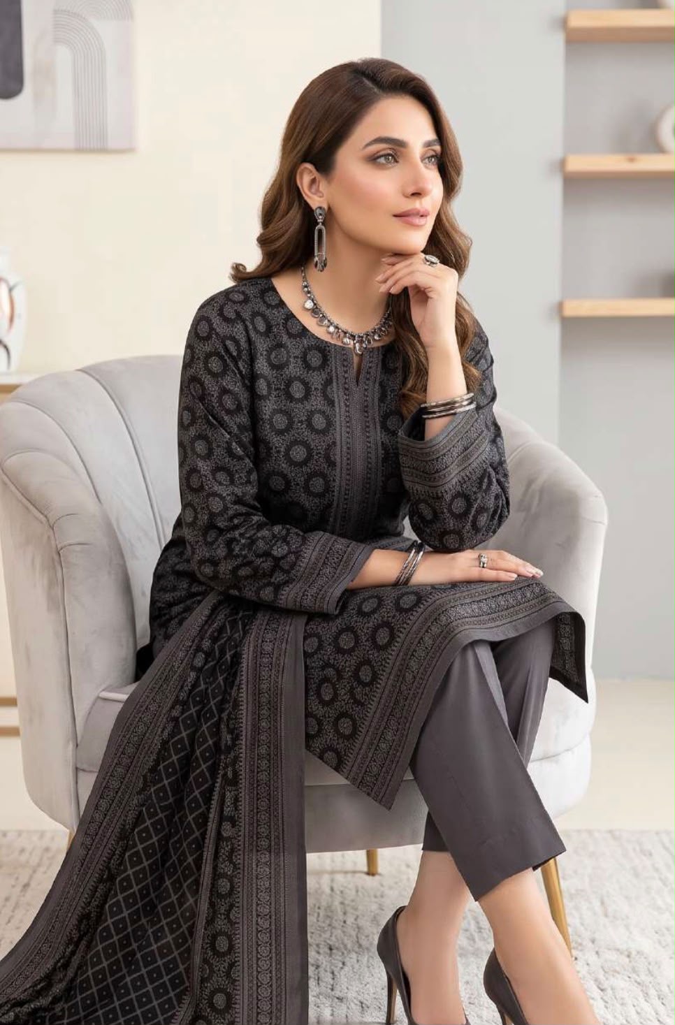 Printed Wool 3pc Suit
