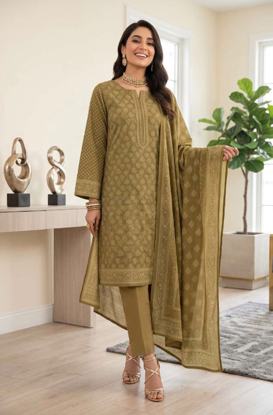 Printed Wool 3pc Suit