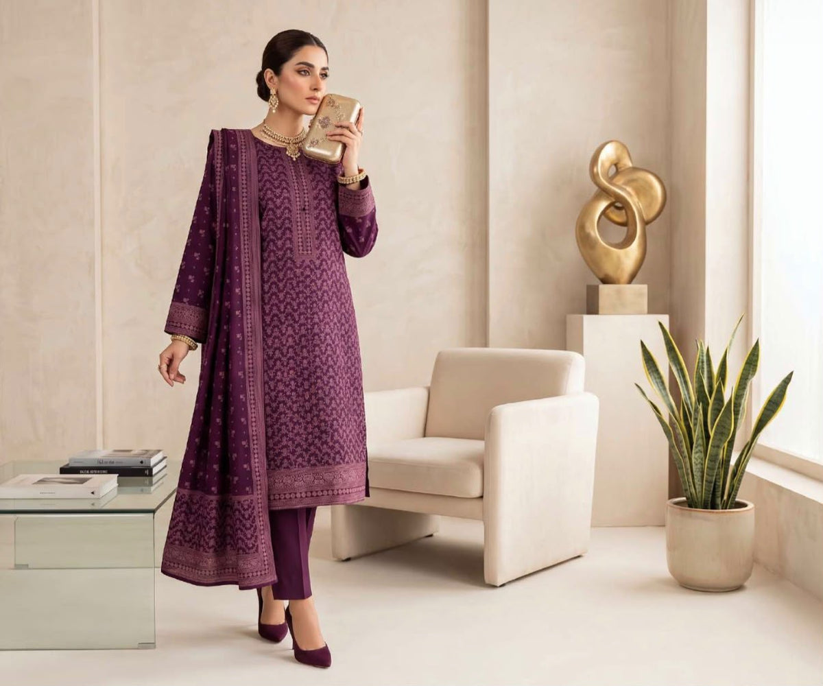 Printed Wool 3pc Suit
