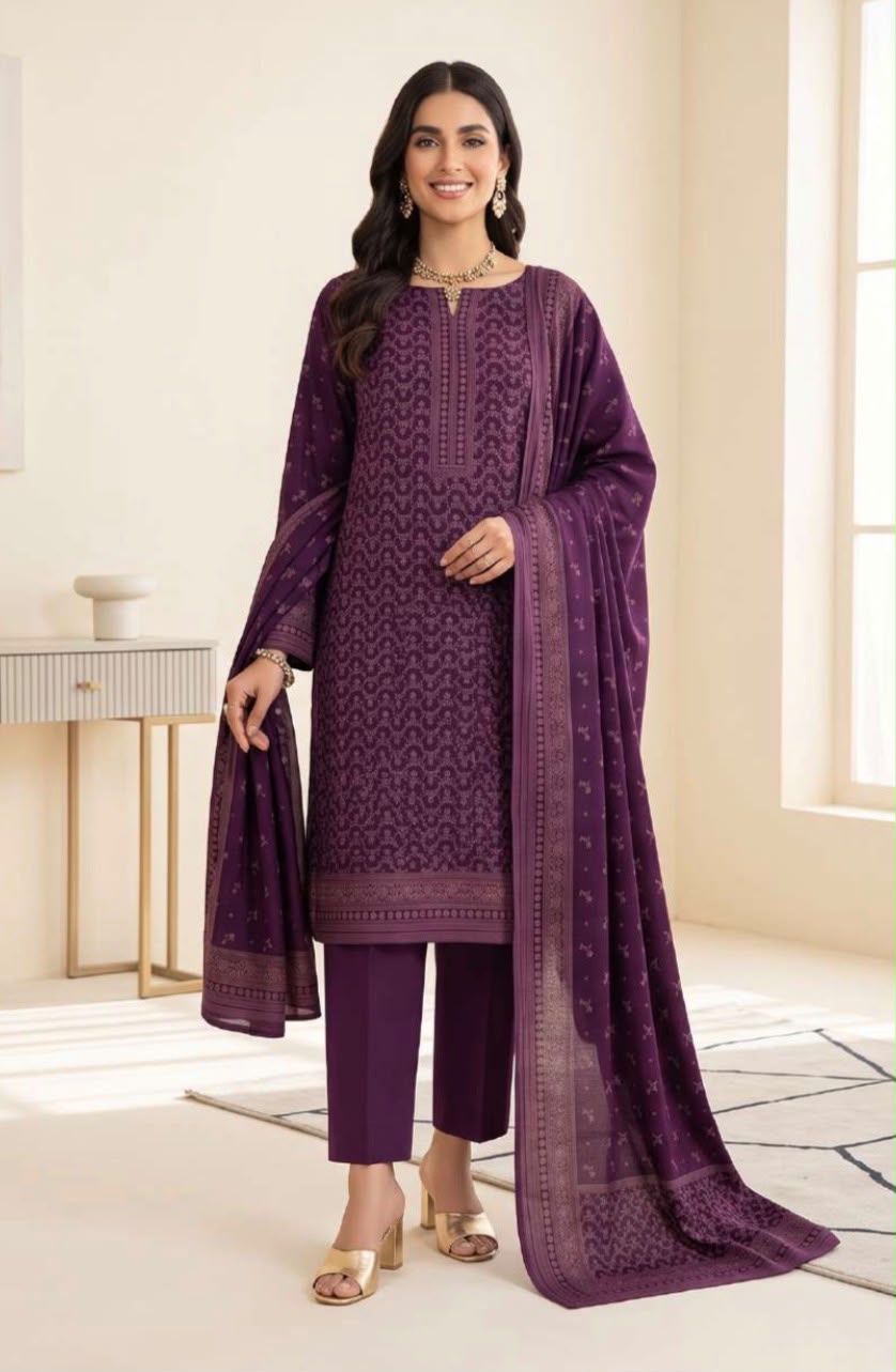 Printed Wool 3pc Suit