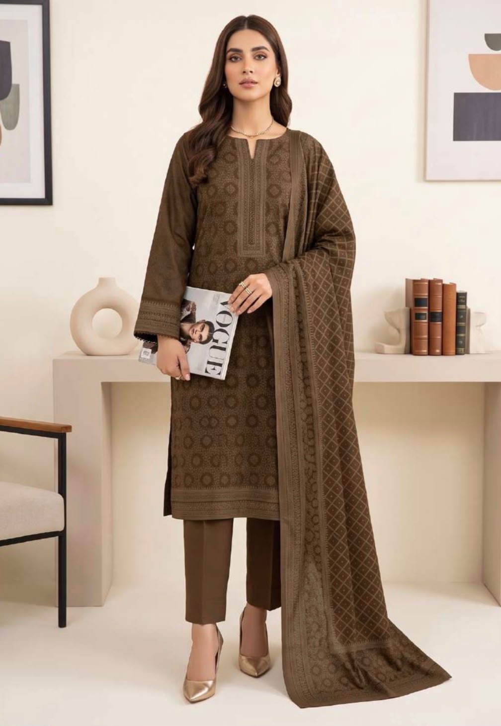 Printed Wool 3pc Suit