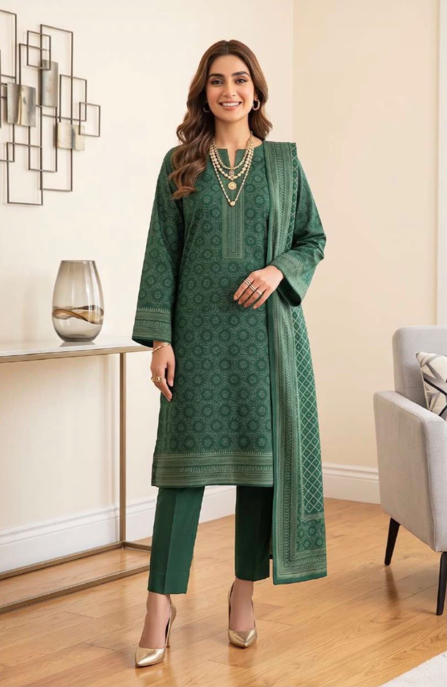 Printed Wool 3pc Suit
