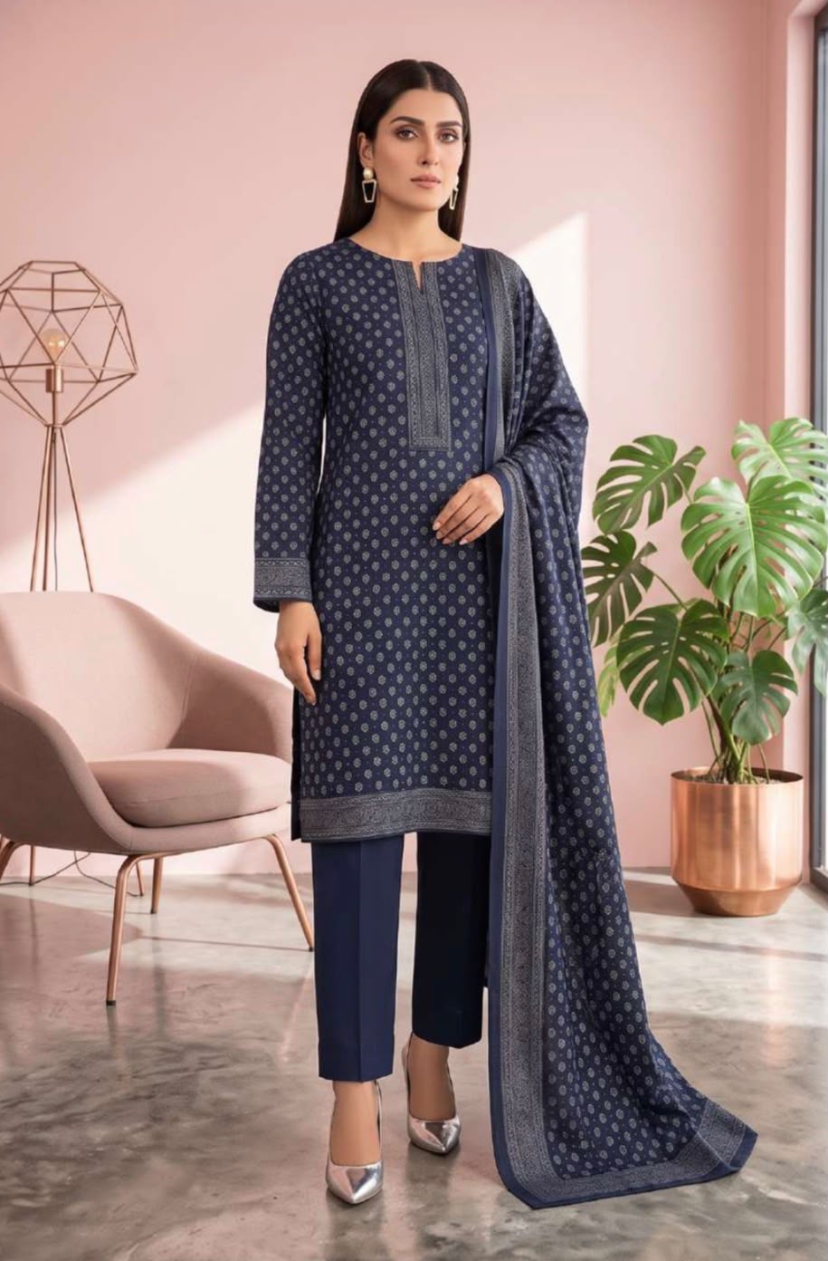 Printed Wool 3pc Suit