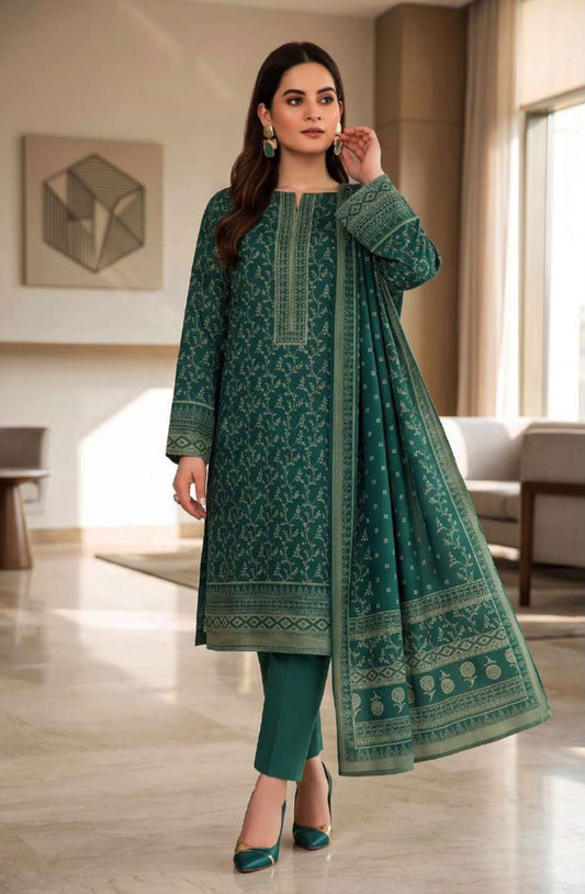 Printed Wool 3pc Suit