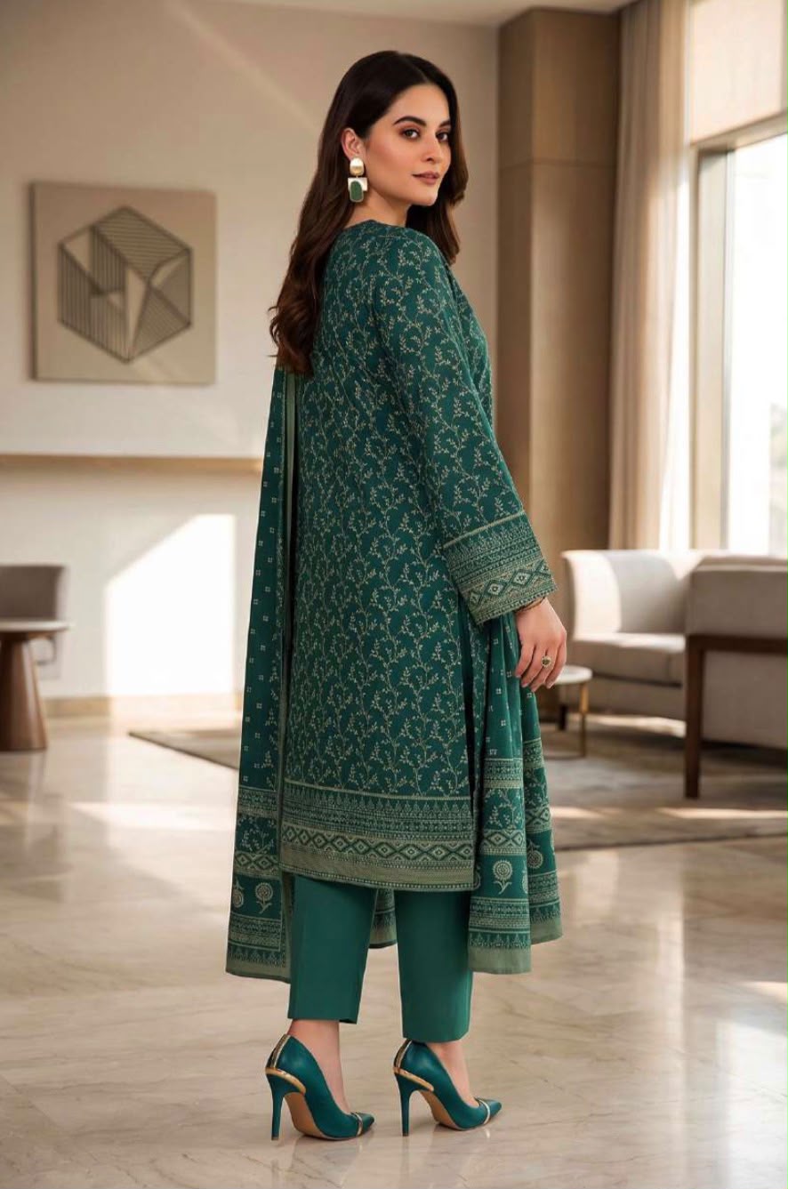 Printed Wool 3pc Suit