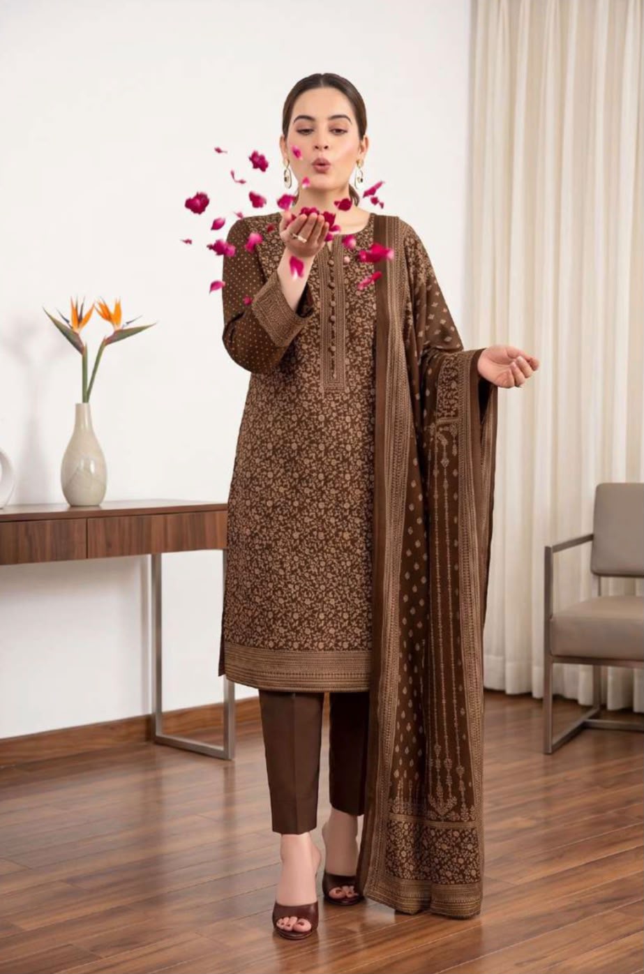 Printed Wool 3pc Suit