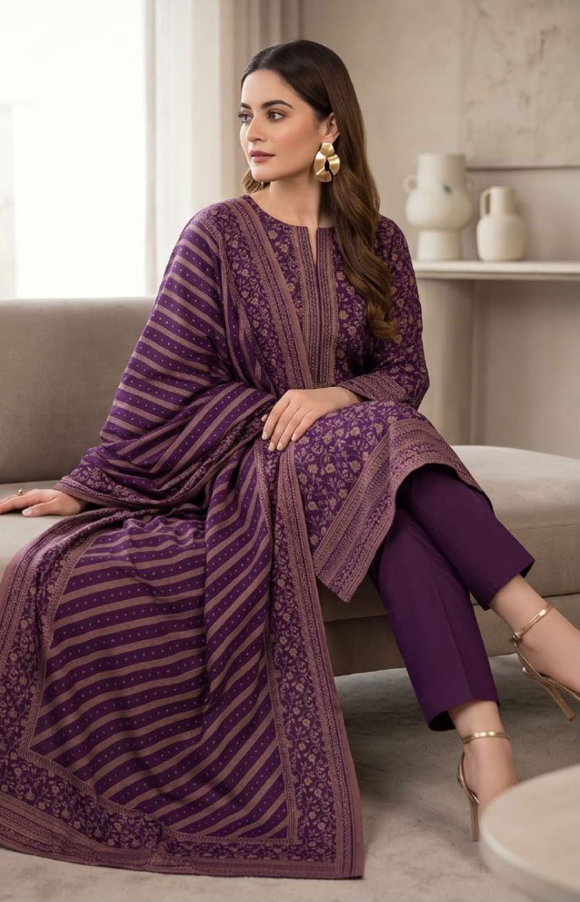Printed Wool 3pc Suit